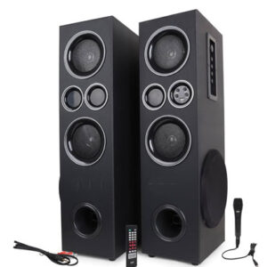 xkye 1554 DLX (Wireless Mic, Remote Control, RGB Light) 4000 W Bluetooth Tower Speaker  (Black, 2.0 Channel)