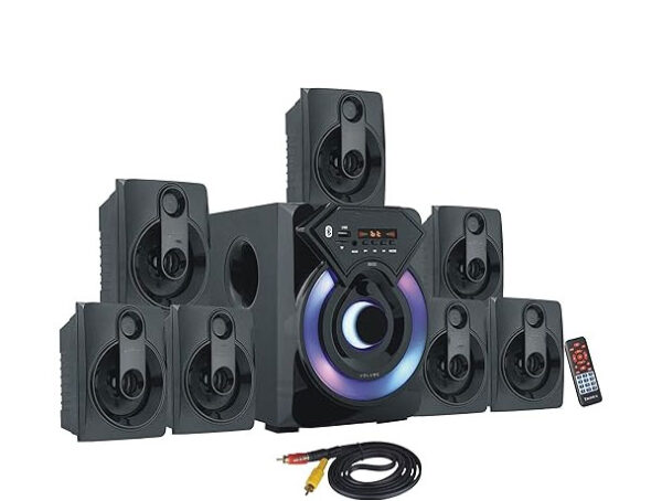 Xkye Series 7.1 Channel Home Theatre System � Bluetooth, USB,FM, SD, RCA Inputs,AUX, LED TV Supported 4 Inch Active Subwoofer, 3� Passive Radiator, Vivid Lights, Wireless Remote