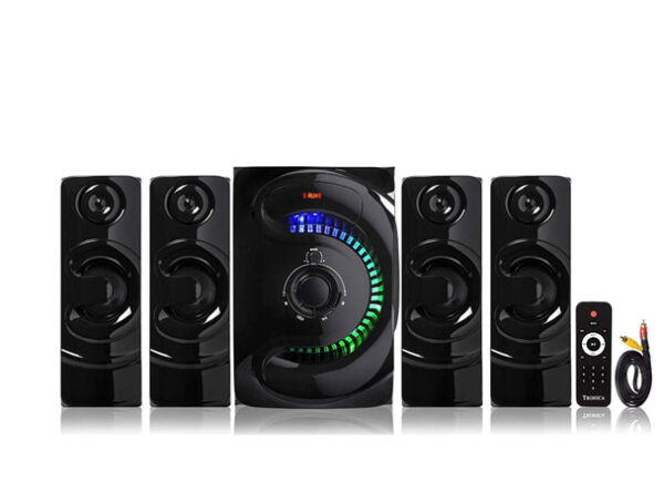 Xkye Series 4.1 Channel Home Theatre System � Bluetooth, USB,FM, SD, RCA Inputs,AUX, LED TV Supported 4 Inch Active Subwoofer, 3� Passive Radiator, Vivid Lights, Wireless Remote